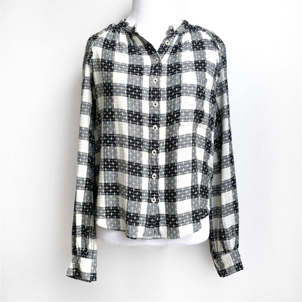 Anthropologie Pilcro Breezy Plaid Button Down Blouse Small - Picture 6 of 16